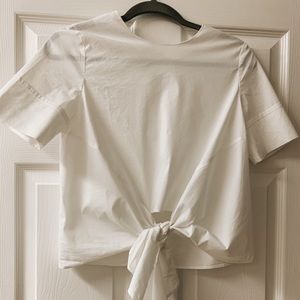 White tie front shirt